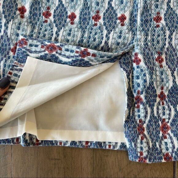 Ann Taylor Loft Blue Geometric‎ Print Pencil Skirt- 6 - Picture 8 of 9
